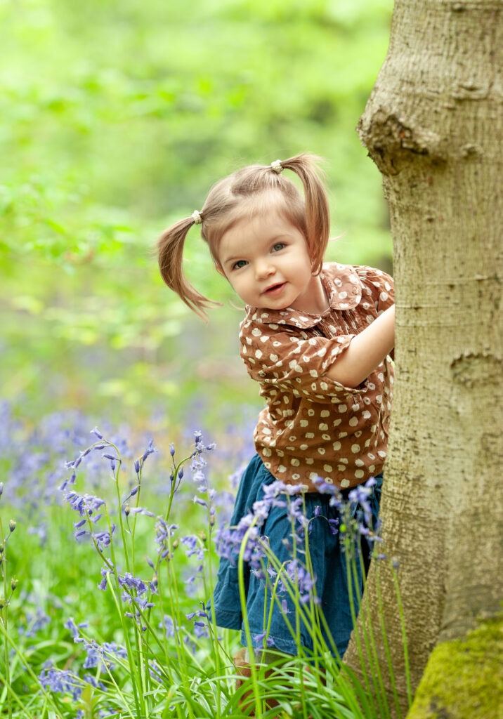 "cute toddler in the bluebell woods new forest"